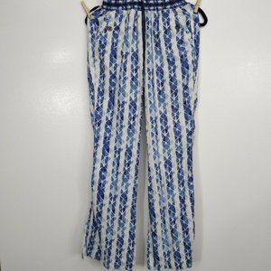 Rewash Womens Small Drawstring Pants Linen Blue